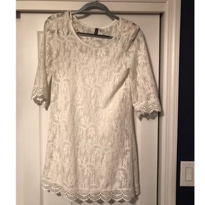 Lace Pattern White Dress